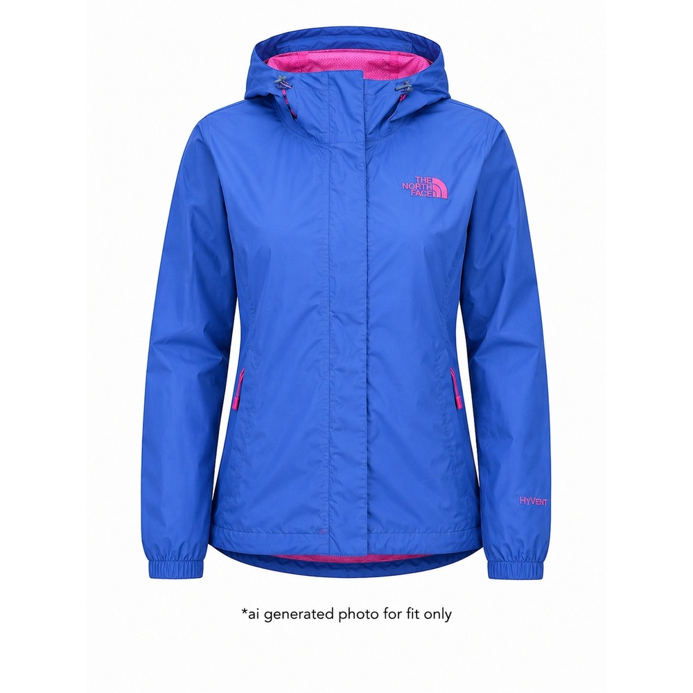 The North Face HyVent Waterproof Hooded Rain Jacket Womens Medium Blue Pink